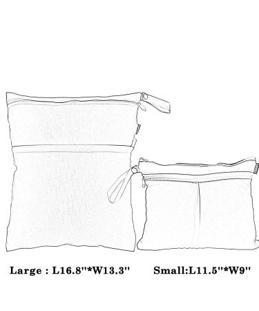 Damero 2pcs Travel Wet/Dry Bag Organizer with Two Zippered Pockets - Reusable for Cloth Diapers, Pumping Parts, Swimsuits, & Gym - Gray Chevron - Buy Online on GoSupps.com