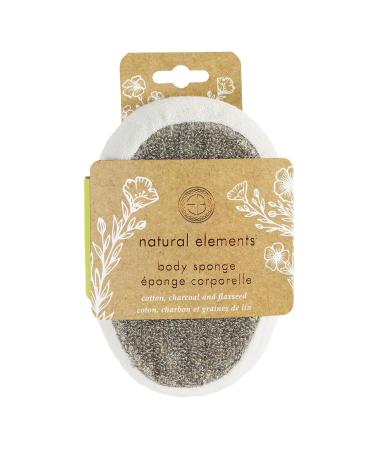 Natural Elements Body Sponge - Deep Exfoliating Flaxseed & Charcoal for Smooth Skin | International Shipping Available - Buy Online on GoSupps.com