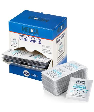 Premoistened Lens and Glass Cleaning Wipes - Portable Travel Cleaner for Glasses Camera Cell Phone Smartphone and Tablet - Disposable Quick Drying Streak Free - Individually Wrapped Pack of 100 100 Count (Pack of 1)