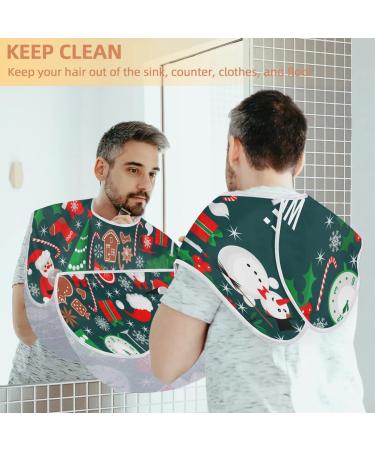 Merry Christmas Cartoon Beard Bib Apron - Waterproof Hair Catcher Cape for Men | Non-Stick Grooming Cloth & Ideal Christmas Gifts - Buy Online on GoSupps.com