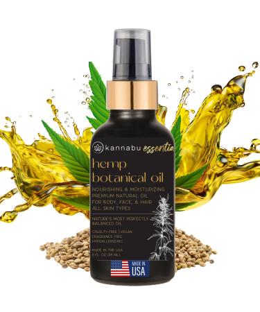 Essentia Hemp Botanical Oil for Skin Hair Nails & Body | All Natural Vitamin E | Pure Omegas | Cold-Pressed Hemp Seeds | Vegan Non-GMO Cruelty-Free (2 Fl Oz - Pack of 1) Natural Hemp 2 Fl Oz (Pack of 1)