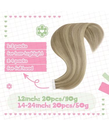 Youngsee Real Hair Extensions - 50cm Invisible Tape Extensions - Brown & Blonde - Smooth Recovery - 50g #p8a/60 - Buy Online on GoSupps.com
