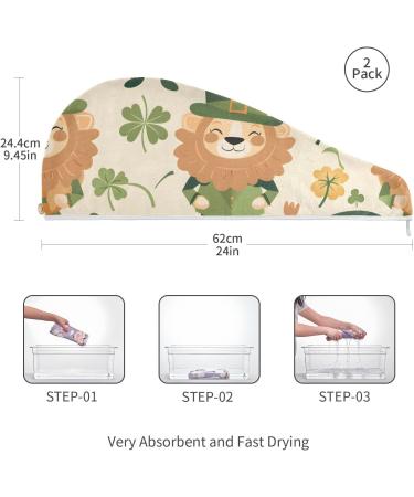 Clover Lion Hair Towel 2 Pack - Super Absorbent Quick Dry Hair Turbans for Women & Girls | Best Hair Drying Solution - Buy Online on GoSupps.com