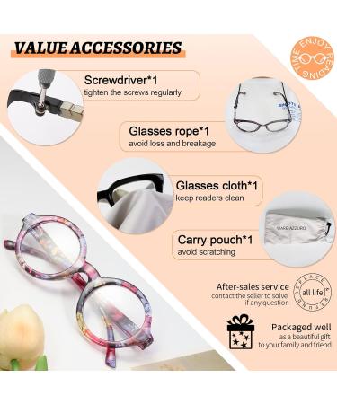 MARE AZZURO Funky Round Digital Screen Glasses for Women - Multicoloured Spring Hinge 0.0 Magnification Stylish Computer Eyewear - Buy Online on GoSupps.com