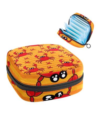 Women's bonds Storage pockets Stillpad Waller Funny crab pattern yellow striped portable period kit pocket feminine product bag for women girls color4