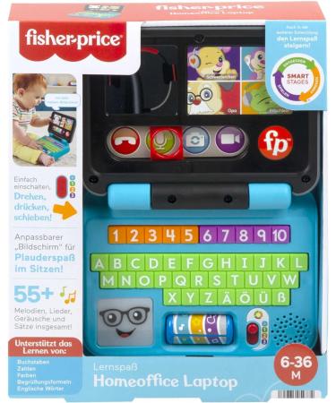Fisher-Price Learning Fun HomeOffice Laptop | Electronic Educational Toy for 6+ Months | Smart-Stage Learning ABCs 55+ Songs First German Words - Buy Online on GoSupps.com
