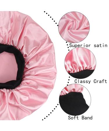 SENGTERM Satin Night Cap for Women Elastic Wide Band Nightcap for Long & Curly Hair (Large Pink) Best Sleep Cap for Hair Protection - Buy Online on GoSupps.com