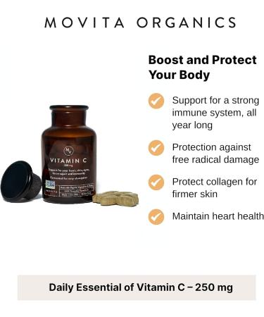 Movita Organic Vitamin D3 2500IU Bottle Fermented Vitamin C 250mg Bottle - Buy Online on GoSupps.com