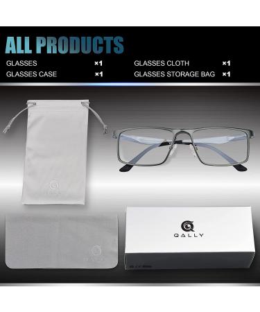 QALLY Blue Light Blocking Gaming Glasses | Men's Al-Mg Metal Rectangular Frame | Carbon Fiber Pattern | Anti Eyestrain Blue Ray Blocker | 2022 New - Gunmetal - Buy Online on GoSupps.com