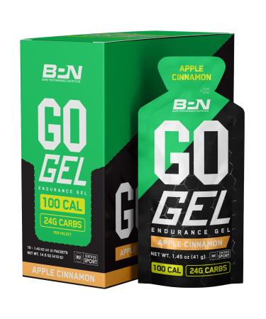 BARE PERFORMANCE NUTRITION BPN Go Gel Endurance 24g of Carbohydrates & 100 Calories per Pack Vegan + Gluten Free Running Gel 10 Single-Serving Packs Apple Cinnamon Non-Caffeinated Apple Cinnamon