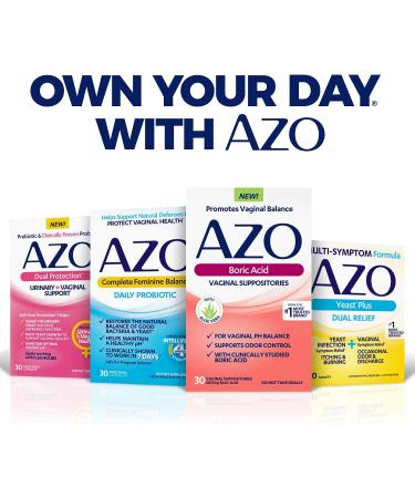 Azo Boric Acid Vaginal Suppositories 600 mg - 30 Count | pH Balance & Odor Control - Buy Online on GoSupps.com