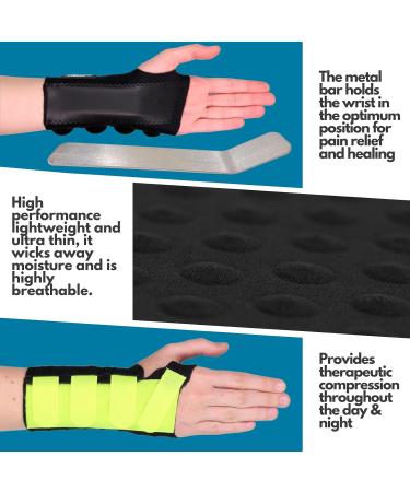 Solace Bracing Cool-Flow Wrist Support - British Made NHS Brace w/Metal Splint - Yellow - L - Right Hand - Buy Online on GoSupps.com