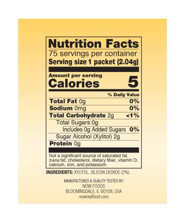 NOW Foods Xylitol Sweetener Packets - 75 Count, Non-GMO, 1/3 Fewer Calories, Sugar Substitute - Buy Online on GoSupps.com