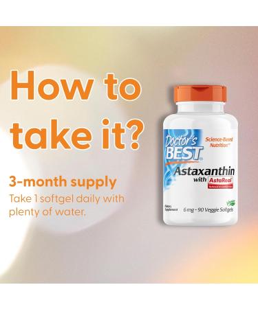 Doctor's Best Astaxanthin 6mg - 90 Softgels - Highly Dosed, Lab-Tested, Gluten-Free - Buy Online on GoSupps.com