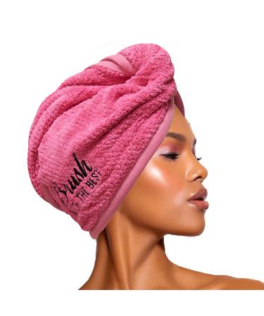 Felicia Leatherwood Microfiber Hair Towel Wrap - Quick Drying, Anti Frizz & Gentle on Hair - Easy to Use, Saves Time, Lightweight & Compact - for Curly, Long & Thick Hair - Men & Women - Pink