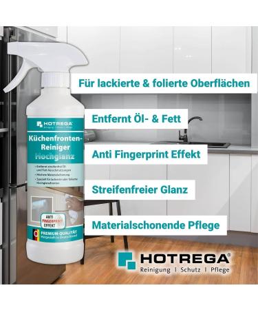Hotrega Kitchen Fronts Cleaner 500ml | High Gloss Intensive Cleaner for Kitchen | 2x500ml + Microfiber Cloth - Best for All Surfaces - Buy Online on GoSupps.com