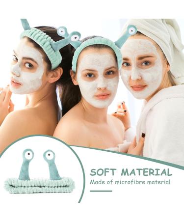 Molain Cute Cartoon Face Washing Headband - Fleece Elastic Hair Band for Women - Creative Spa & Makeup Accessory in Light Green - Buy Online on GoSupps.com