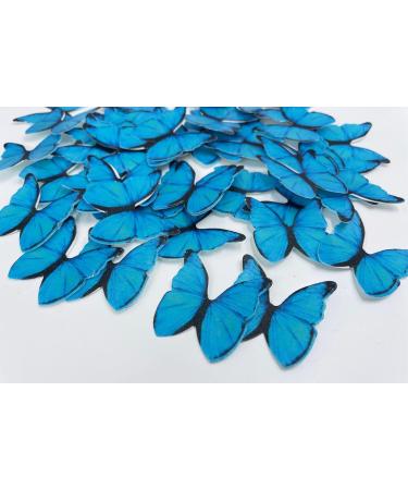 Edible Wafer Paper Butterflies Set of 48 Colorful Cake Decorations Cupcake Topper Color for Girls Women's Birthday Cake Party Decorations (Blue) - Buy Online on GoSupps.com