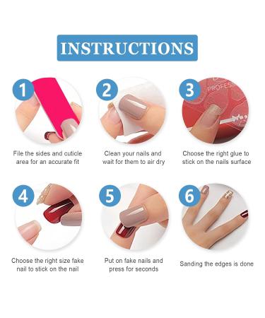 24-Piece Short Angular Press-On Nails Set | Blue Glossy French Fake Acrylic Nails for Women & Girls | Reusable Nail Art Manicure - Buy Online on GoSupps.com