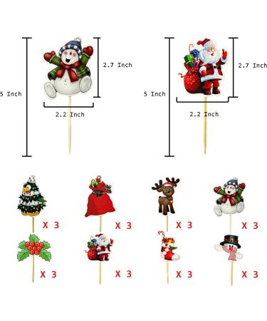 TSJ 24PCS Christmas Cupcake Toppers Picks Cake Dessert Decorations Stick Toothpicks Xmas Party Supplies Christmas a - Buy Online on GoSupps.com