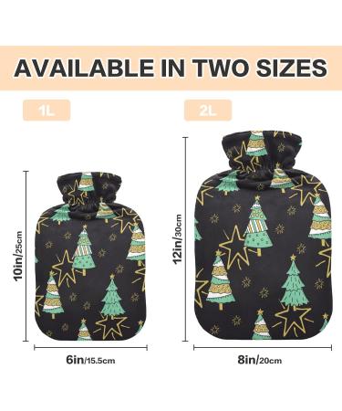 Christmas Trees Hot Water Bottle | 2 Litre Comfort for Pain Relief & Heat Therapy - Black Background - Buy Online on GoSupps.com