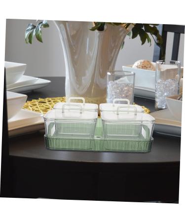Mikinona Divided Serving Tray 1 Set Four Grid Fruit Plate Plastic Tray Mimosa Bar Supplies Snack Holder Snack Box Coffee Beans Green 21X21X8CM - Buy Online on GoSupps.com