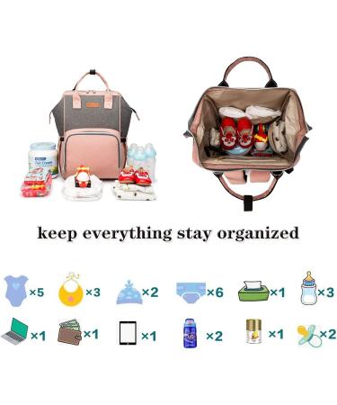 Approach Multi-Functional Mom Backpack - Waterproof Diaper Bag with Large Capacity Diaper Pad Stroller Belts & USB Connection - Gray Pink - Buy Online on GoSupps.com
