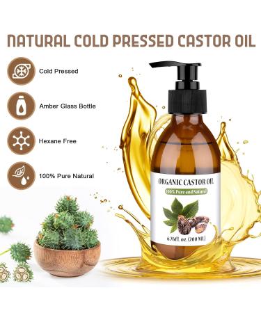 Organic Castor Oil 7 fl oz - Cold Pressed Pure & Hexane Free for Hair Eyelashes & Nails - Support Hair Growth Naturally - Buy Online on GoSupps.com