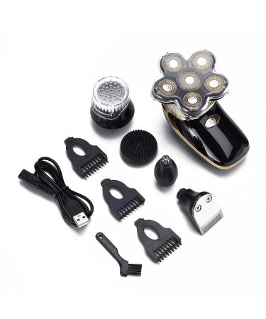 HerfsTec 6 Blade Head Shaver for Bald Men - Waterproof USB Charging & 5-in-1 Grooming Kit - Buy Online on GoSupps.com