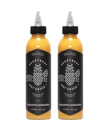 Heartbeat Hot Sauce - Pineapple Habanero 177ml - Small Batch & Handmade Vegan Preservative Free Featured on Hot Ones Season 10 (2 Bottles) 177 ml (Pack of 2)