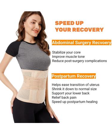Large Beige Abdominal Binder for Post Surgery & Postpartum Recovery | Belly Band for C Section, Abdomen Support Belt for Men & Women - Buy Online on GoSupps.com