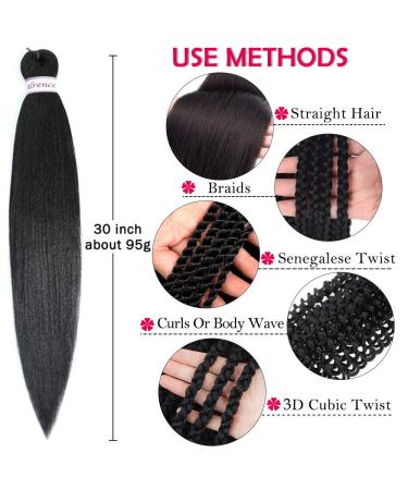 Pre Stretched Braiding Hair 30 Inch 8 Packs - Professional Synthetic Fiber Crochet Twist Braid Extensions in 1B - Buy Online on GoSupps.com