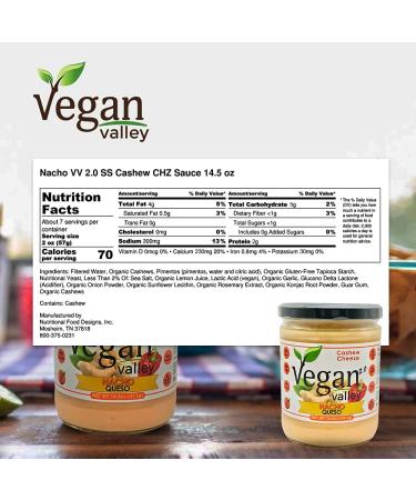 VEGAN VALLEY Cashew Nacho Cheeze Sauce 14.5 oz - Gluten-Free Dairy-Free Plant-Based - Tangy Vegan Nacho Dip & Pasta Sauce - Buy Online on GoSupps.com