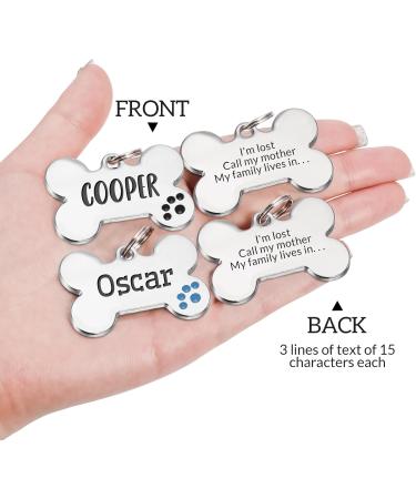 Nibana Dog Tag Personalized Pet ID Tags Custom Dog Name Tags Engraved on Both Sides 4 Lines of Custom Text Paw Print Bone Pet Tag for Dogs Cats (Black) - Buy Online on GoSupps.com