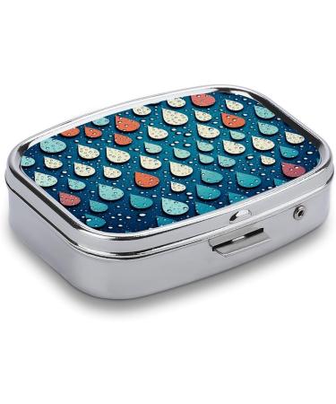 Decorative 2 Compartment Pill Box - Water Drops Dots Print Portable Medicine Organizer for Pocket & Purse | International Shipping - Buy Online on GoSupps.com