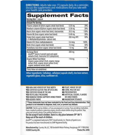 Country Life Whole Food B-Vitamin Cellular Recharge - 30 Vegan Capsules for Energy & Vitality - Buy Online on GoSupps.com