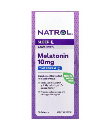 Natrol Advanced Sleep Melatonin Tablets Maximum Strength 10 mg 60 ea (Pack of 3)