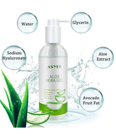 ASYBO Aloe Vera Gel 250ml - 100% Natural Pure Hydrating Moisturizer for Face, Soothing and Moisturizing, After Sun Care, Reduce Acne, Repair Scars - Ideal for All Skin Types - Buy Online on GoSupps.com