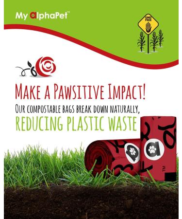 Compostable Dog Poop Bags Cornstarch Eco-Friendly Home Compost NF T 51-800 120 Count Large Size Bag 9x13 Inches 8 Unscented Refill Rolls Leak-Proof Plantbased GM-Free Corn 1 count (Pack of 120) Rose Scented Red - Buy Online on GoSupps.com