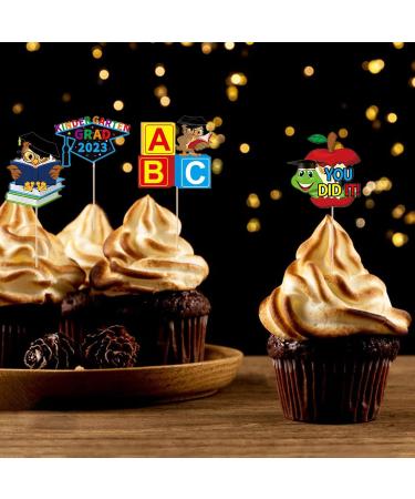 2023 Kindergarten Graduation Cupcake Toppers with Bamboo Sticks - Colorful and Clear Print Cake Decoration Picks for Party Multicolor - Buy Online on GoSupps.com