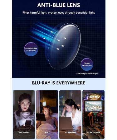 Blue Light Blocking Reading Glasses for Women & Men - Square Frame 1.25x Clear Eyeglasses - Buy Online on GoSupps.com