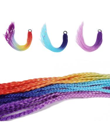 Colorful Braided Hair Tie Bands - 36 Pieces Color Gradient Hair Extensions for Girls - Buy Online on GoSupps.com