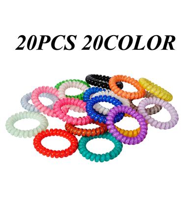 LuzGod 20 Color Spiral Coil Bracelet Hair Ties Bulk - Waterproof Telephone Cord Scrunchies for All Hair Types - Ideal for Women, Girls, and Teens - Buy Online on GoSupps.com