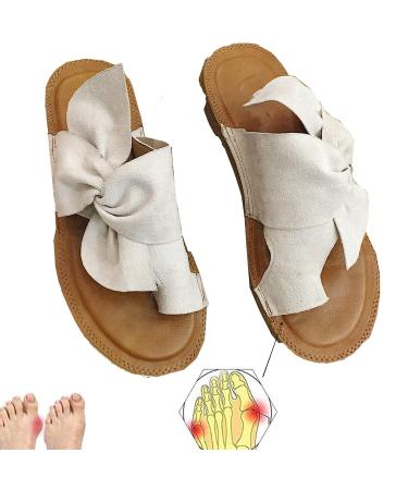 Orthopedic Bunion Corrector Sandals Sandals for Bunions Comfort Wedge Platform Sandals Clip Toe Flat Beach Walking Shoes Casual Corrector Flip Flop Travel Outdoor White 40 40 White