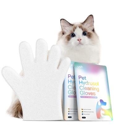 uahpet Cat Disposable Grooming Gloves 5Pack, No Rinse Cat Bathing Gloves for Body, Legs, Face, Tail