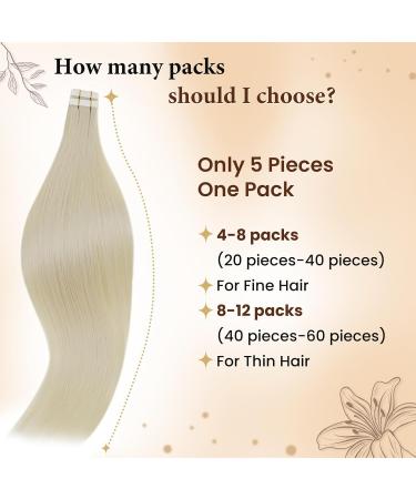 Hetto Real Hair Tape In Extensions - Blonde Remy Hair #60 - 5pcs 45cm 12.5g - Premium Hair Recovery 18 Inch - Buy Online on GoSupps.com