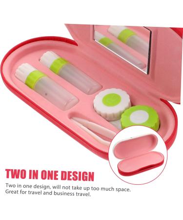 Shop JECOMPRIS Double-Layer Glasses Case & Contact Kit in Pink - Perfect Travel Accessories for Women | Includes Contact Lens Solution & Mirror - Buy Online on GoSupps.com