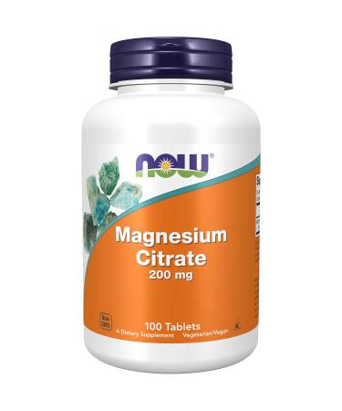 Now Foods Magnesium Citrate 200mg Magnesium 100 Vegan Tablets Lab Tested Vegetarian Gluten Free Soy Free Non-GMO