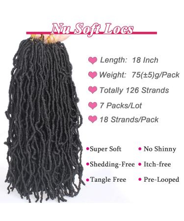 Leeven 18 Inch 7 Packs Pre-looped Faux Locs Crochet Braids - Natural Black Soft Locs Hair Extension for Women - Pack of 7 - Buy Online on GoSupps.com