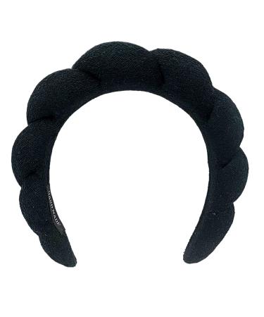 The trend collection Spa headbands for women-girls  Makeup sponge headband  Non slip face wash  skincare-Padded soft thick terry cloth hair band accessory. Black